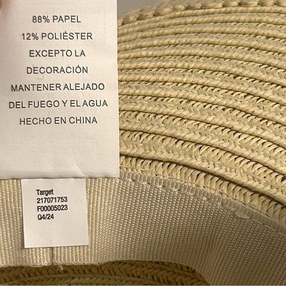 Girl’s Easter/Summer Straw Sun Scalloped Edge Hat with White Ribbon Bow - Picture 7 of 7